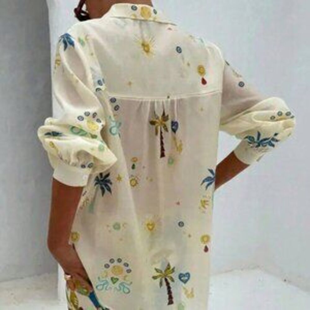 Apricot Casual Women's Tropical Print Shirt & Shorts Set - Picture 2 of 3